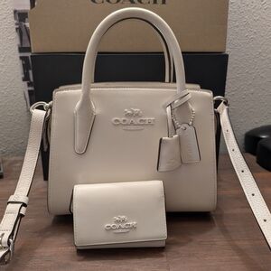 Coach Small Leather Satchel in Chalk